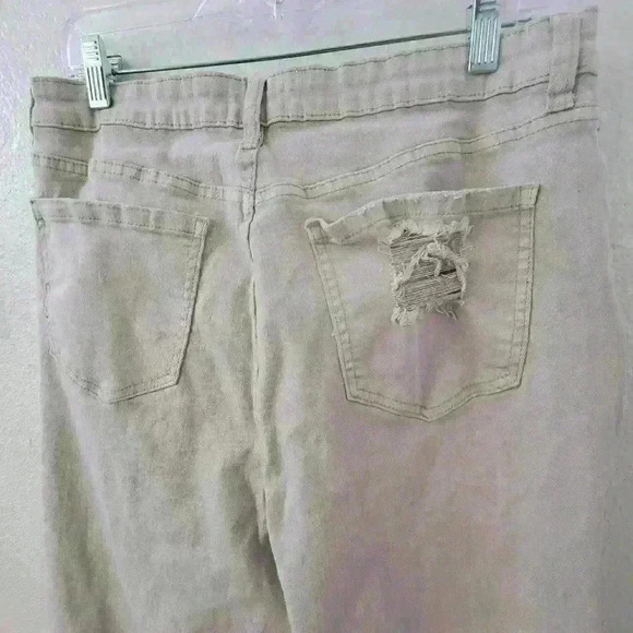 Abound Jeans 32 Wide Leg Baggy Cream Wash Raw Hem - Picture 3 of 7